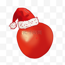 平安夜餐券图片_平安夜带圣诞帽子的红苹果矢量素
