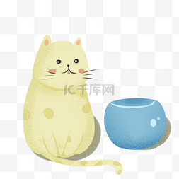 黄色胖猫图片_黄色小胖猫插画风