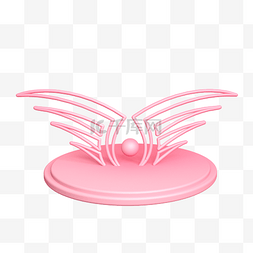 C4D立体粉色个性翅膀舞台