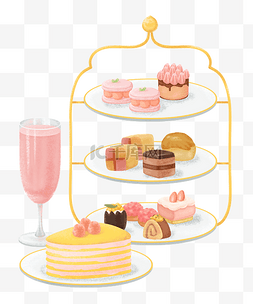 草莓蛋糕素材图片_下午茶组合