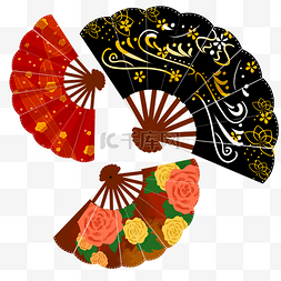 中国风花纹花朵折扇