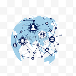 互联网手绘图片_蓝色现代互联网数据连接社交全球