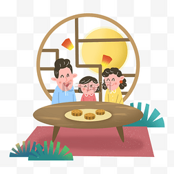 家人团圆中秋节月亮月饼中秋佳节