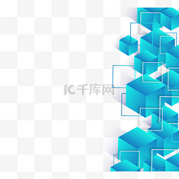 科技蓝色方块图片_蓝色科技质感抽象立方体方块边框