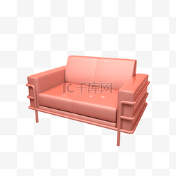 c4d家具模型图片_立体时尚双人C4D模型沙发插图