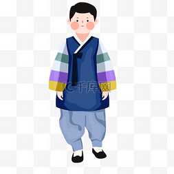 韩国朝鲜服饰人物图片蓝色
