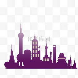 紫色上海剪影