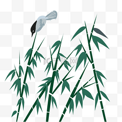 中国风水墨画竹子小鸟