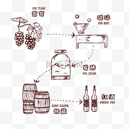 手绘葡萄酒酿酒过程