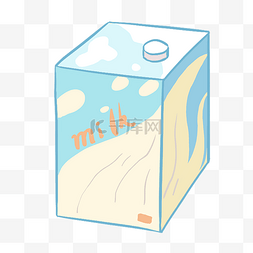 手绘卡通盒装牛奶健康食品安全