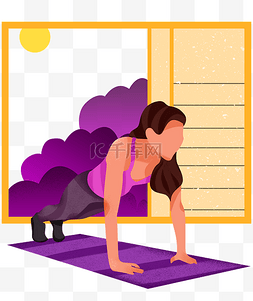 瑜伽老师和瑜伽垫图片_紫色瑜伽垫有氧运动