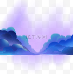 云图片_蓝紫色夜空星云极光