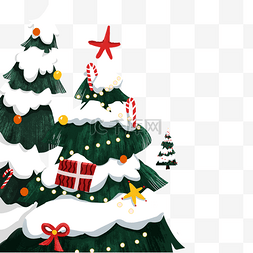 彩色冬季圣诞节礼物松树插画