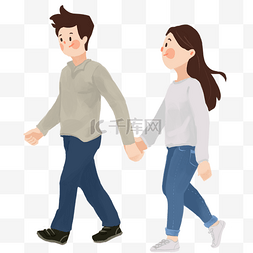 两个人图片_牵手散步的两个人