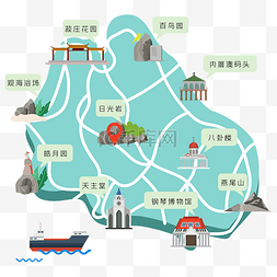 厦门园博园图片_鼓浪屿景点路线矢量图