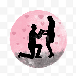 求婚的情侣圆环粉色海报背景七夕