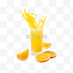 合成杯子图片_橙子汁创意飞溅效果