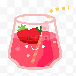 水果茶图片_夏日饮料果汁矢量红色的草莓果汁