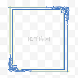 蓝色矩形花边边框矢量图