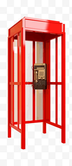 电话亭红色图片_红色公共电话亭