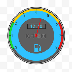 汽车蓝色燃油表盘