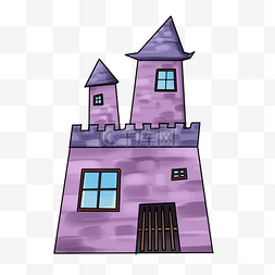 欧式建筑扁平化图片_紫色几何创意建筑房屋元素