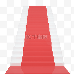电商质感红色图片_C4D白色楼梯红色地毯电商楼梯元素
