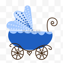 可爱蓝色婴儿推车