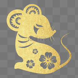 新年剪纸老鼠图片_标题:鼠年烫金老鼠剪纸窗花