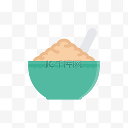 米饭图片_卡通绿色的碗具免抠图