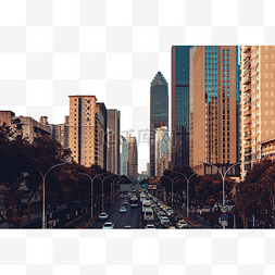 武汉城市街道航空路交通车流