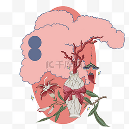 民国风格海报图片_中国风古代红珊瑚如意吉祥国潮边