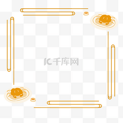 黄色国风边框边框图片_重阳节线条边框