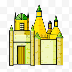 城堡金色图片_欧式金色城堡插画