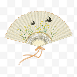 中式风格图片_中式风格花鸟折扇夏季纳凉用品PNG