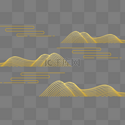 常用线条矢量图图片_金色线条国潮山