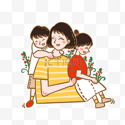 抱着孩子的母亲图片_母亲节卡通抱着孩子的母亲