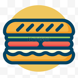 黄色汉堡png图片_可爱风格食物矢量图标icon汉堡