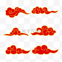 古风古典传统花纹图片_手绘中国传统新年喜庆红色祥云