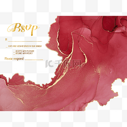 结婚宴邀请函图片_清新粉色红色透明大理石金色线条