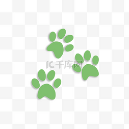 绿色阴影样式猫咪脚印