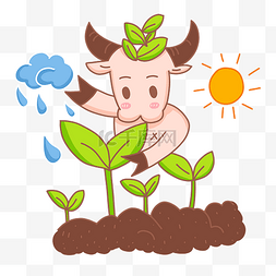 低碳图片_植树节绿色保护环境卡通牛形象