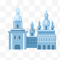 创意蓝色城堡插画