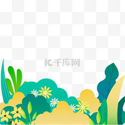 创意树叶边框图片_创意色彩春天花丛底部