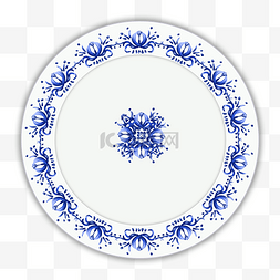 蓝色花纹青花瓷盘子