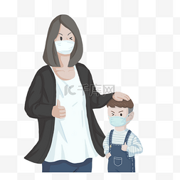 儿童面具画的图片_彩色戴口罩，防止肺炎广告装饰