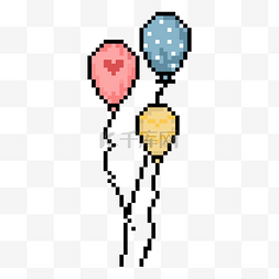 可爱三个像素风卡通气球