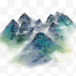 山水泼墨图片_国画风格山水素材