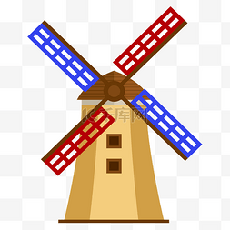 欧洲建筑图片_卡通简约荷兰风车