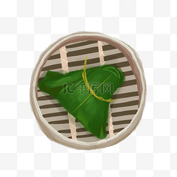手绘水彩粽子图片_端午节绿色水彩风手绘粽子